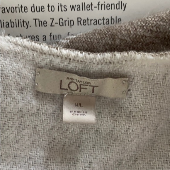 Loft M/L Poncho Tan Grey Open Front Fringe - Picture 4 of 7